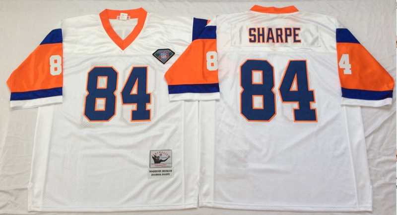 Broncos 84 Shannon Sharpe White M&N Throwback Jersey